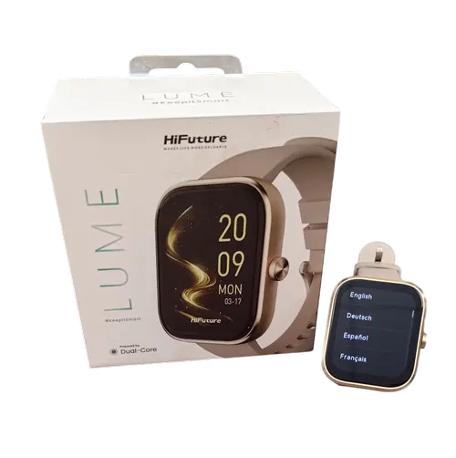 Smartwatch HiFuture LUME, carcasa aluminiu, Apeluri Bluetooth, pana la 7 zile autonomie, 1 ATM (Auriu)
