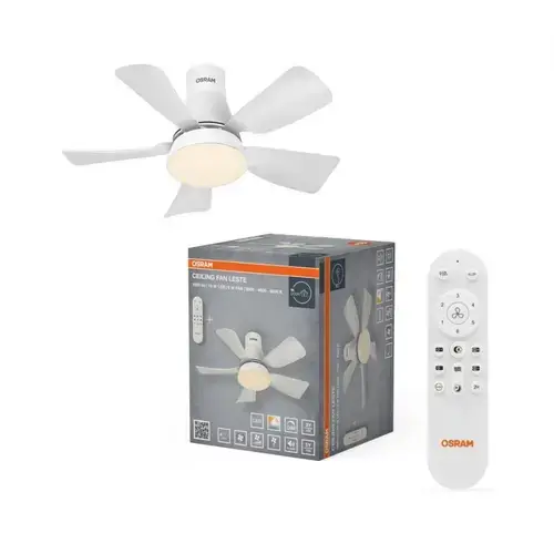 Ventilator de tavan Osram Leste 445, 21W, CCT 3000/4500/6500K, telecomanda inclusa