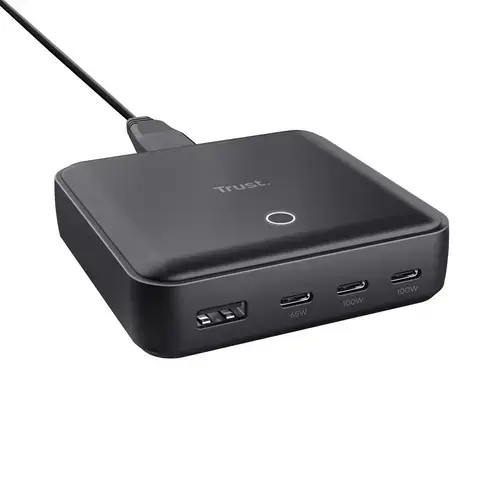 Statie de incarcare Trust 25242, MAXO, 100W, 4-porturi, USB-C, 85x85x25mm, Negru