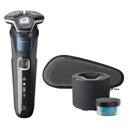 Aparat de ras electric Philips Shaver Series 5000 S5889/50, Wet&Dry, Autonomie 60 minute, Trimmer, Capete 360-D Flex (Albastru)