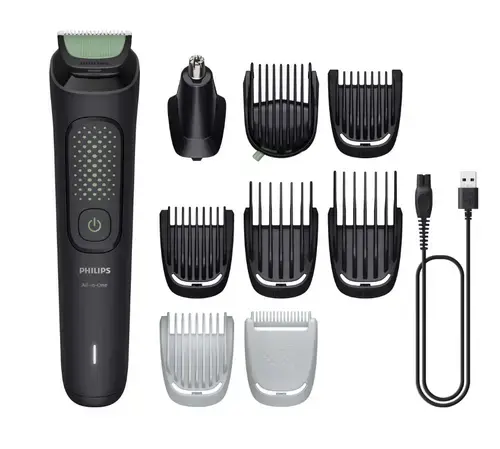 Aparat de tuns multifunctinoal Philips All-in-One Trimmer 3000 Series MG3946/15 9-in-1, 9 accesorii, Autonomie 90 minute, Interval taiere 0.5-16 mm (Negru)