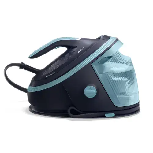 Statie de calcat cu abur Philips Seria 7000 PSG7200/20, tehnologie OptimalTEMP, garantat fara arsuri, Abur max 160 g/min, Jet de abur 600g, rezervor detasabil de 1.5 l, Talpa SteamGlide Elite, Mod ECO, Oprire automata de siguranta (Albastru)
