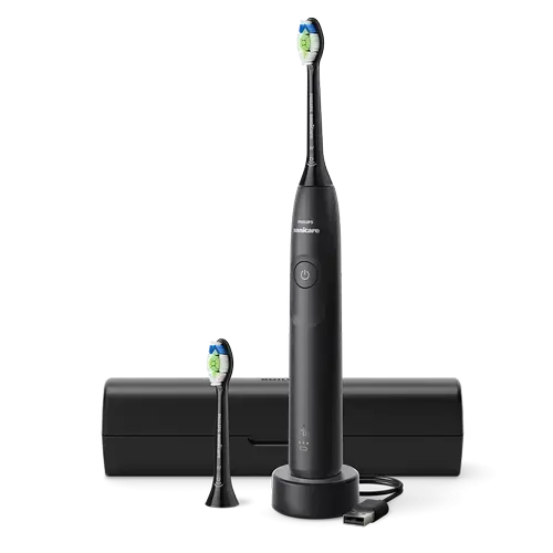 Periuta de dinti electrica Philips Sonicare 5300 HX7101/03, 2 viteze, 62000 miscari/minut, 2 capete incluse, Husa calatorie (Negru)