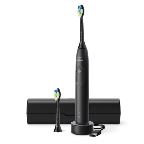 Periuta de dinti electrica Philips Sonicare 5300 HX7101/03, 2 viteze, 62000 miscari/minut, 2 capete incluse, Husa calatorie (Negru)
