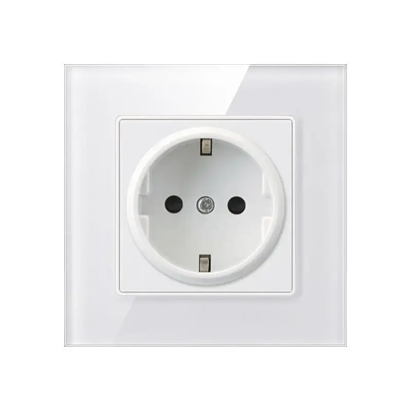 Priza Techstar® Crystal TS1, Sticla Securizata, Simpla, Culoare Alb Frost, 16A