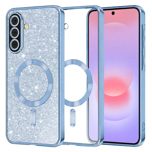 Husa MagSafe pentru Samsung Galaxy A37 5G, Techsuit, Luxury Glitter, Bleu