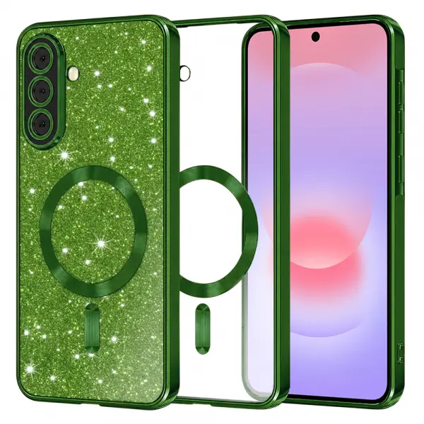 Husa MagSafe pentru Samsung Galaxy A37 5G, Techsuit, Luxury Glitter, Verde Inchis