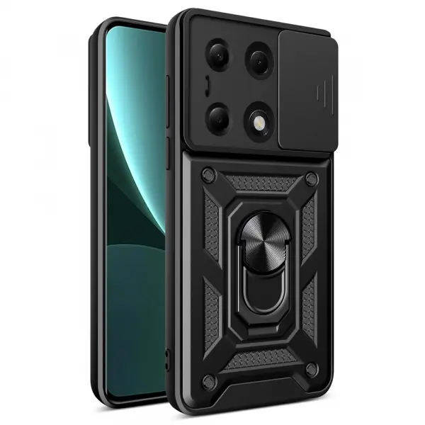 Husa pentru Xiaomi Redmi Note 13 Pro 4G / Poco M6 Pro 4G, Techsuit, CamShield, Neagra
