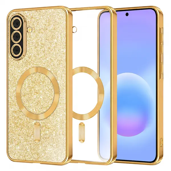 Husa MagSafe pentru Samsung Galaxy A57 5G, Techsuit, Luxury Glitter, Aurie