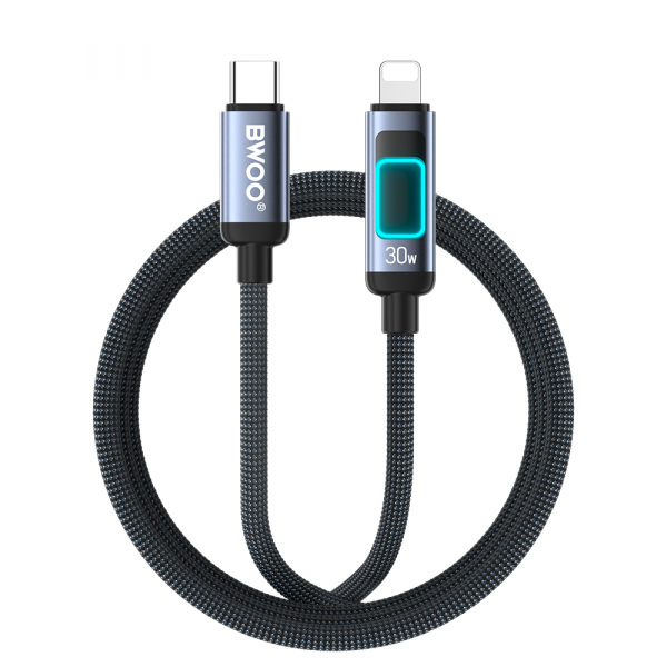 Cablu Date si Incarcare USB-C - Lightning BWOO X324CL, 30W, 1m, Negru