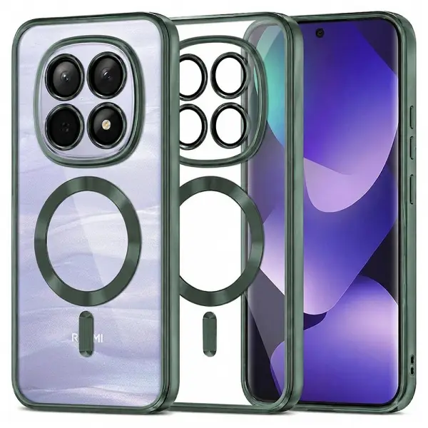 Husa MagSafe pentru Xiaomi Poco M8 / Redmi Note 15 5G / Note 15 4G, Techsuit, Luxury Crystal, Verde Inchis