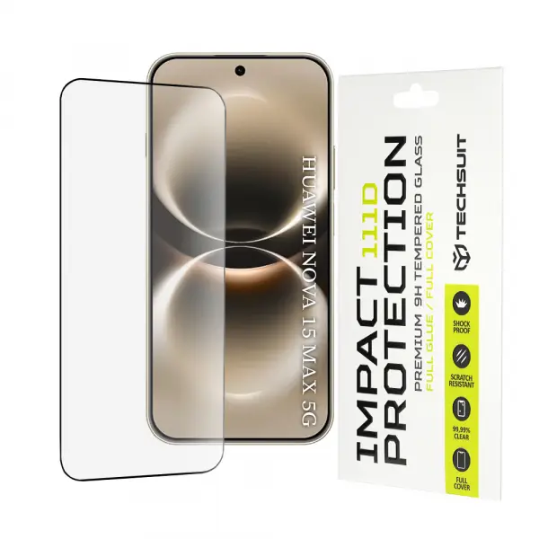 Folie de protectie Ecran Techsuit pentru Huawei nova 15 Max, Sticla Securizata, Full Glue, 111D, Neagra