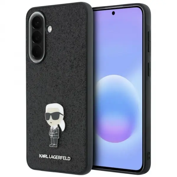Husa pentru Samsung Galaxy A37 5G, Karl Lagerfeld, Glitter Fixed Ikonik Karl, Neagra
