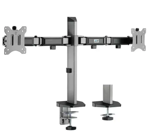 Suport birou 2 monitoare Deluxe Ergo Office, 17inch - 32inch, 9kg (Argintiu)