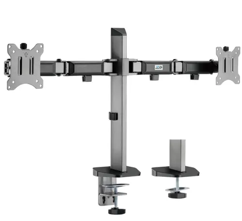 Suport birou 2 monitoare Deluxe Ergo Office, 17inch - 32inch, 9kg (Argintiu)