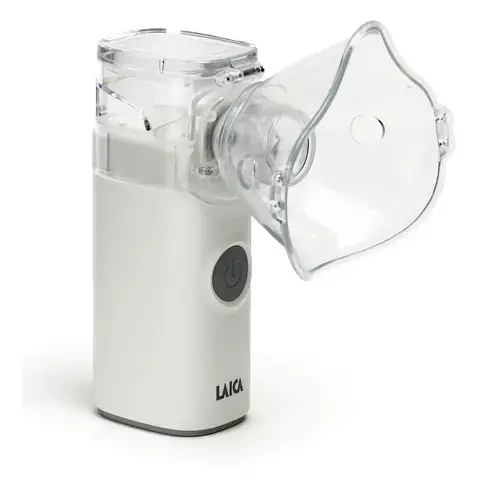 Aparat de aerosoli portabil Laica NE1012, silentios, copii si adulti, reincarcabil la USB (Alb)