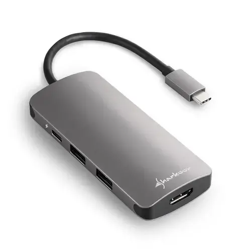 Hub USB Sharkoon, 3 x USB3.0, 1 USB C, HDMI, Argintiu