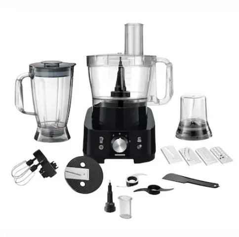 Robot de bucatarie Heinner Cookery Chef HFP-1000BK, 1000W, blender si rasnita incluse, capacitate bol 3.5L, capacitate blender 1.8L, 2 viteze + Pulse, cutit inox (Negru)