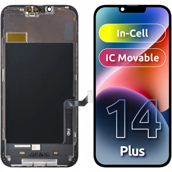 Display cu Touchscreen ZY pentru Apple iPhone 14 Plus, cu Rama, Versiune LCD In-Cell IC Movable, Negru