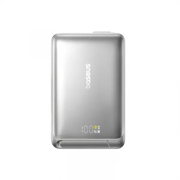 Baterie Externa Wireless Baseus Nomos, 10000mAh, 45W, PD + FQI, 1 x QI - 2 x USB-C, Gri  P10078800843-00