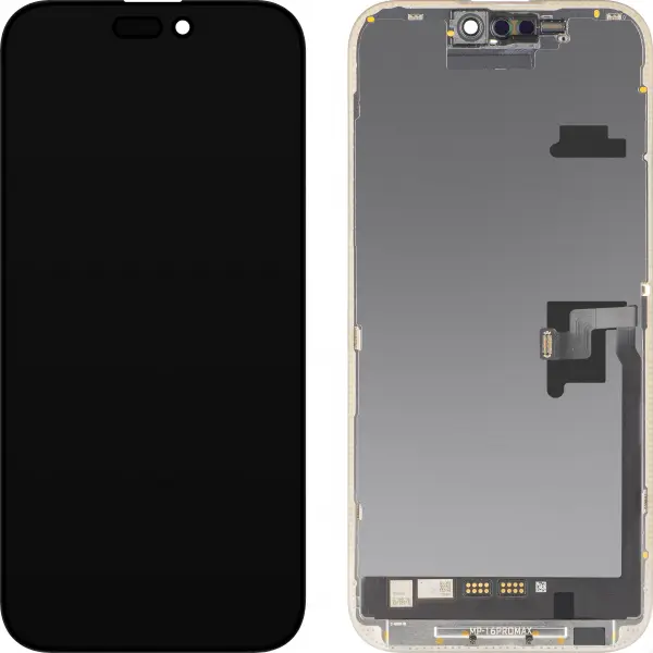 Display cu Touchscreen MP compatibil cu Apple iPhone 16 Pro Max, cu Rama, Versiune Soft OLED FHD Diagnostic, Negru