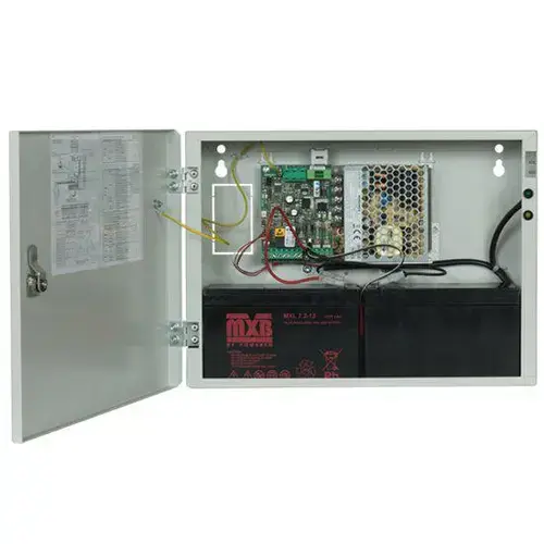 Sursa de alimentare pentru sisteme de detectie incendiu 24V/2.5A in cutie metalica Merawex ZSP100-2.5A-07, loc pentru 2 acumulatori 12V/9Ah, Tensiune de intrare: 100/230VAC