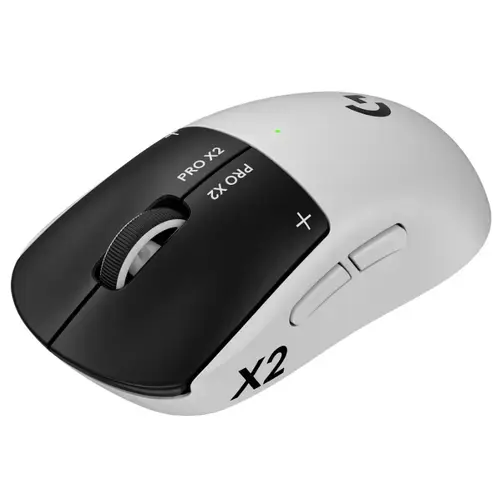 Mouse gaming wireless Logitech PRO X2 Superstrike, 44000 DPI, senzor Hero 2, Alb/Negru