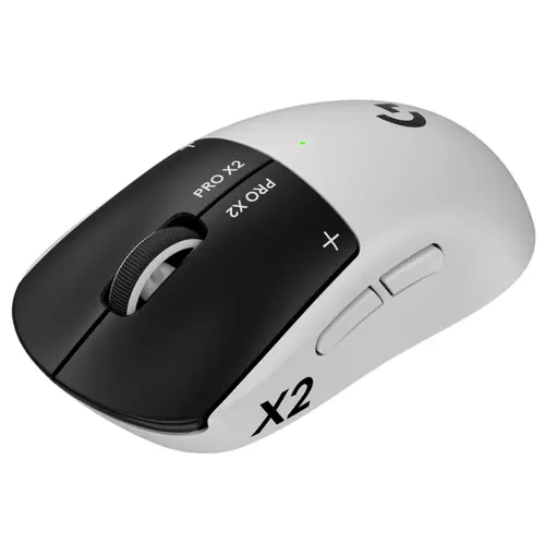 Mouse gaming wireless Logitech PRO X2 Superstrike, 44000 DPI, senzor Hero 2, Alb/Negru