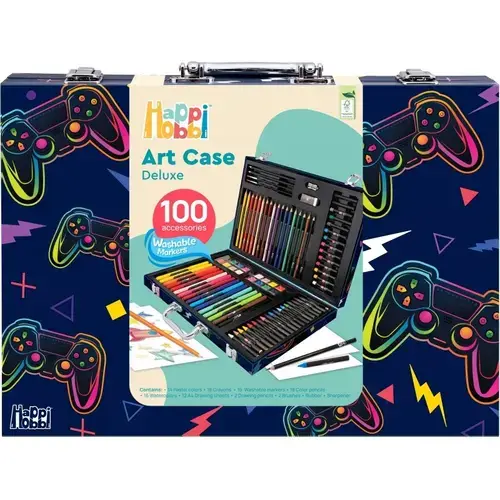 Set pictura si desen Happi Hobbi Kasetina Zographikes Deluxe, 100 accesorii, 3+ ani