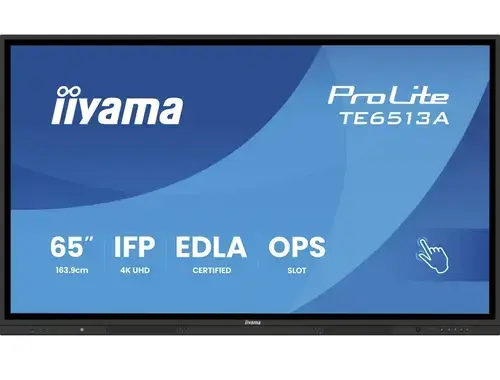 Display Profesional IPS LED Iiyama 64.5inch TE6513A-B2AG, UHD (3840 x 2160), HDMI, DisplayPort, NFC, Touchscreen (Negru)