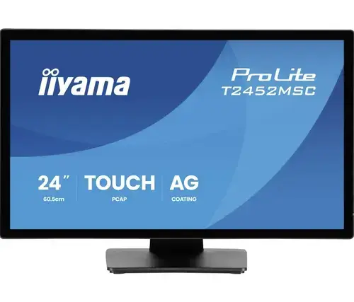 Monitor IPS LED Iiyama ProLite 24inch T2452MSC-B2, Full HD (1920 x 1080), HDMI, DisplayPort, Touchscreen, 120 Hz, 5 ms (Negru)