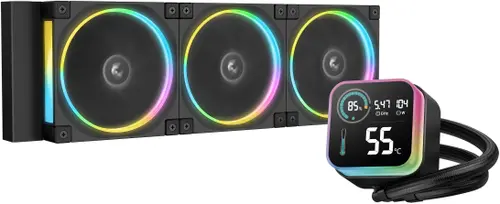 Cooler CPU AIO DeepCool LQ360 ULTRA ARGB R-LQ360-BKASMC-G-1, Racire cu lichid, Display LED, 3 ventilatoare, 360mm (Negru)