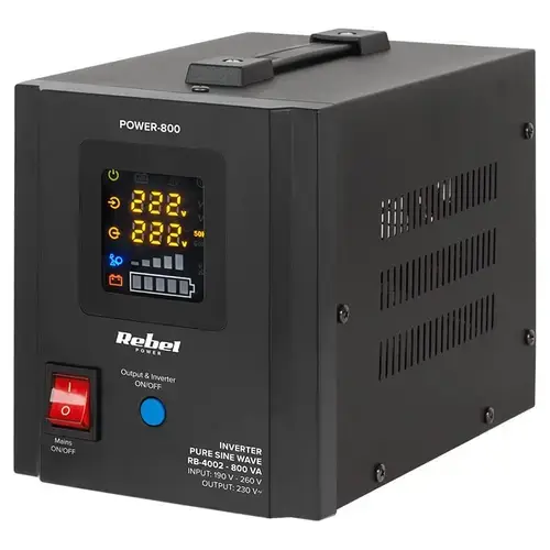 UPS pentru centrala, unda pura sinusoidala, 800VA, 500W, Negru, REBEL