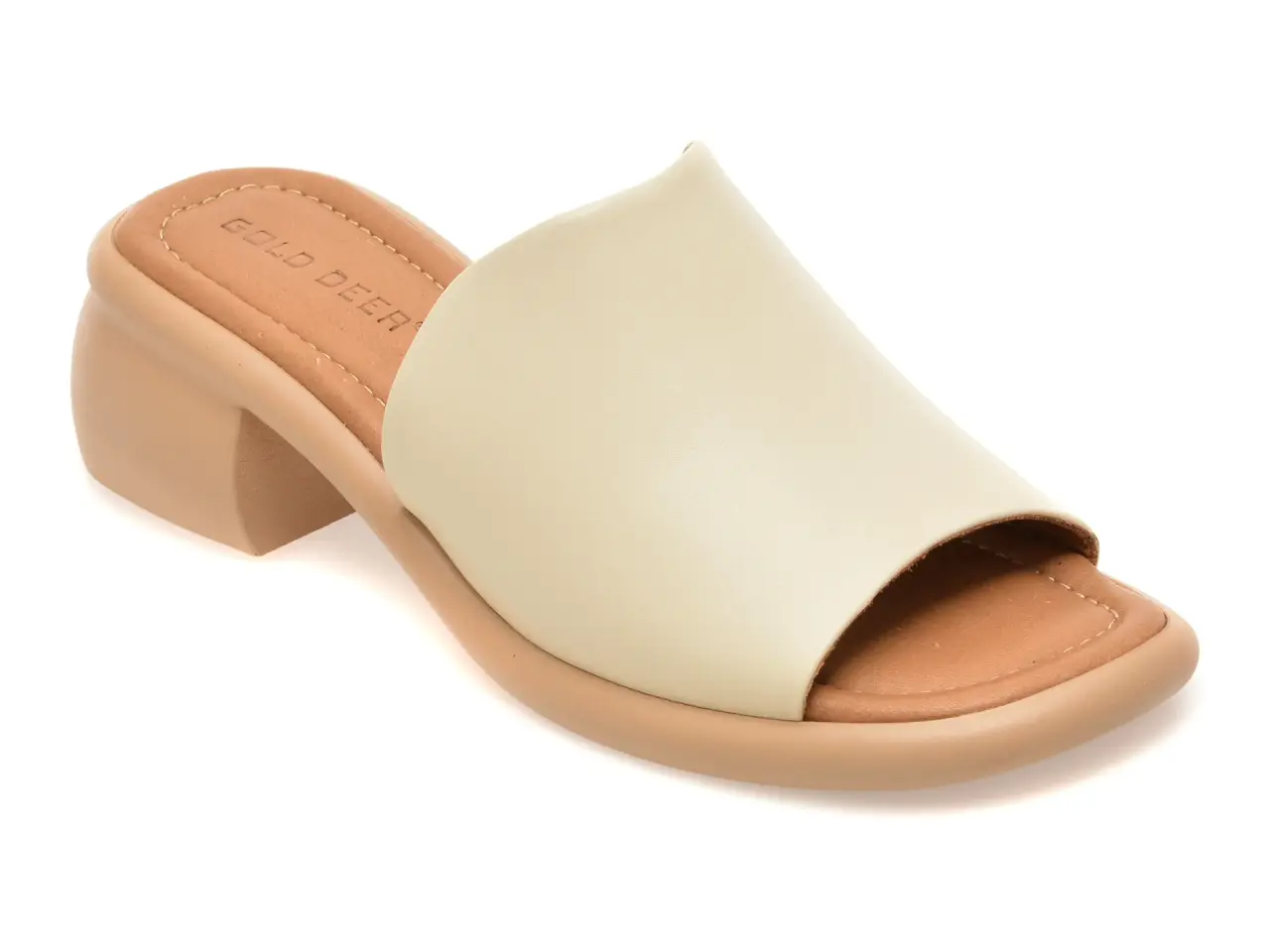 Papuci GOLD DEER bej, 22062, din piele naturala