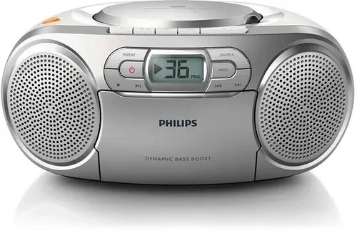 Micro Sistem Philips AZ127, Caseta, CD Player (Argintiu)