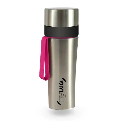 Sticla filtranta Sport myLaica, Inox, 0,55 litri, portabila, Roz