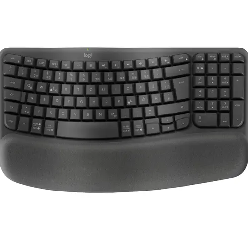 Tastatura ergonomica Logitech Wave Keys for Business, Bluetooth, USB (Negru)