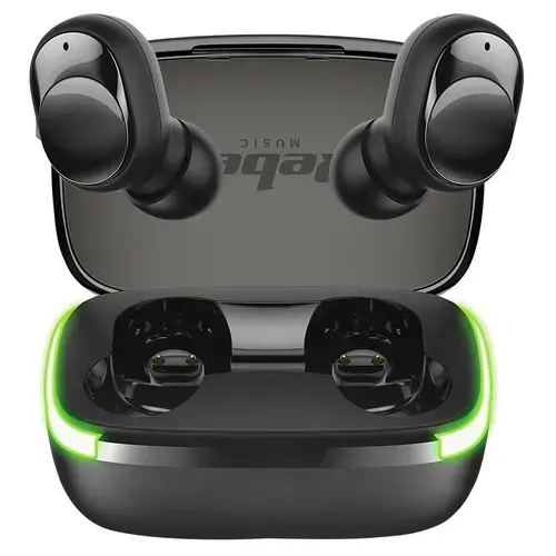 Casti True Wireless Rebel TWS-Y60, Bluetooth, Touch Control (Negru/Verde)