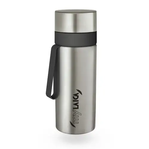 Termos filtrant din inox myLaica 600 ml, filtrare 120 l, pastrare tempratura 10 ore (Gri/Argintiu)