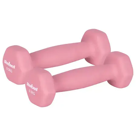 Set gantere Rebel Active RBA-2330-0.5, 2 x 0.5kg, fonta si invelis de neopren (Roz)