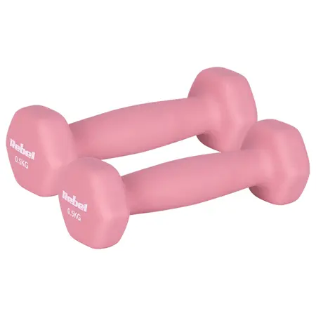 Set gantere Rebel Active RBA-2330-0.5, 2 x 0.5kg, fonta si invelis de neopren (Roz)