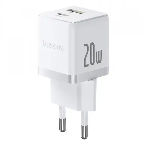 Incarcator Retea Baseus Palm, 20W, 3A, 1 x USB-A - 1 x USB-C, CCZC20UE (Alb)