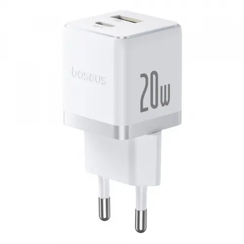 Incarcator Retea Baseus Palm, 20W, 3A, 1 x USB-A - 1 x USB-C, CCZC20UE (Alb)