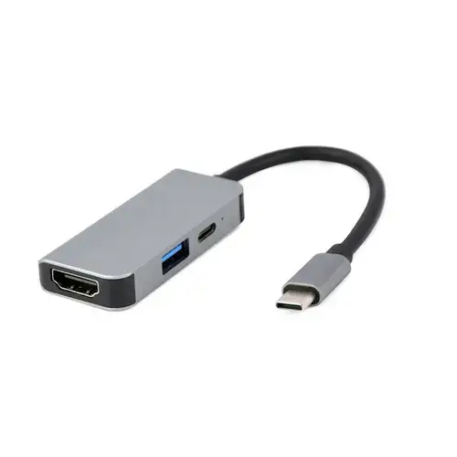 HUB USB Gembird A-CM-COMBO3-02, USB Type C (Gri)