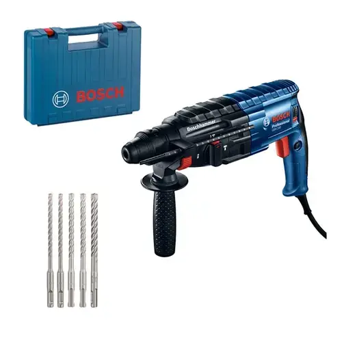 Ciocan rotopercutor Bosch GBH 240, set 5 burghie SDS plus in cutie de transport, 790 W