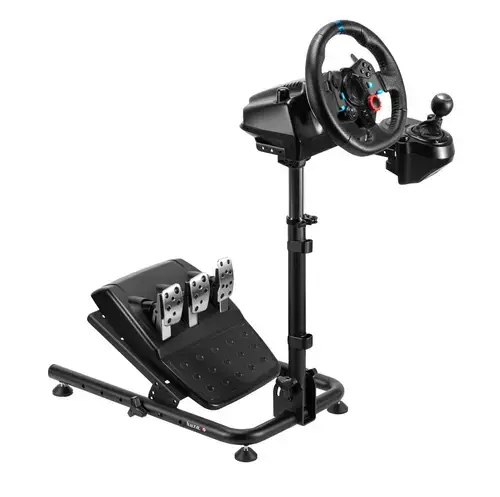 Stand pentru volan de curse Huzaro Speed 2.0, Compatibilitate extinsa, Atasament pedale reglabil, Aderenta mare, Inaltime reglabila (Negru)
