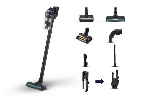 Aspirator vertical Samsung Jet 85 Complete Extra VS20C8524TB/WA, 580 W, Putere aspirare 280 W, Aspirare Jet Cyclone, Recipient 0.8 l (Negru/Albastru)