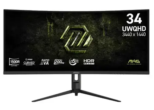 Monitor Gaming Rapid VA LED MSI 34inch MAG 342CQRF E20, UWQHD (3440 X 1440), HDMI, DisplayPort, Ecran curbat, 200 Hz, 0.5 ms (Negru)