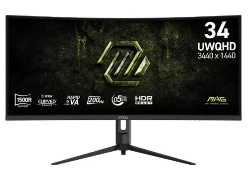 Monitor Gaming Rapid VA LED MSI 34inch MAG 342CQRF E20, UWQHD (3440 X 1440), HDMI, DisplayPort, Ecran curbat, 200 Hz, 0.5 ms (Negru)
