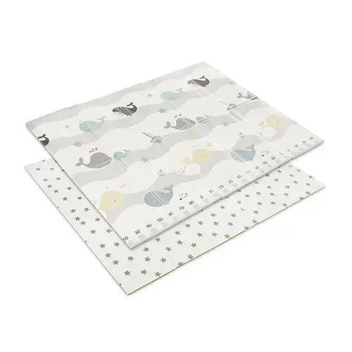 Covoras de joaca termic pentru copii Lorelli Waves & Stars, din spuma XPE, design cu doua fete, pliabil, 180 x 200 cm